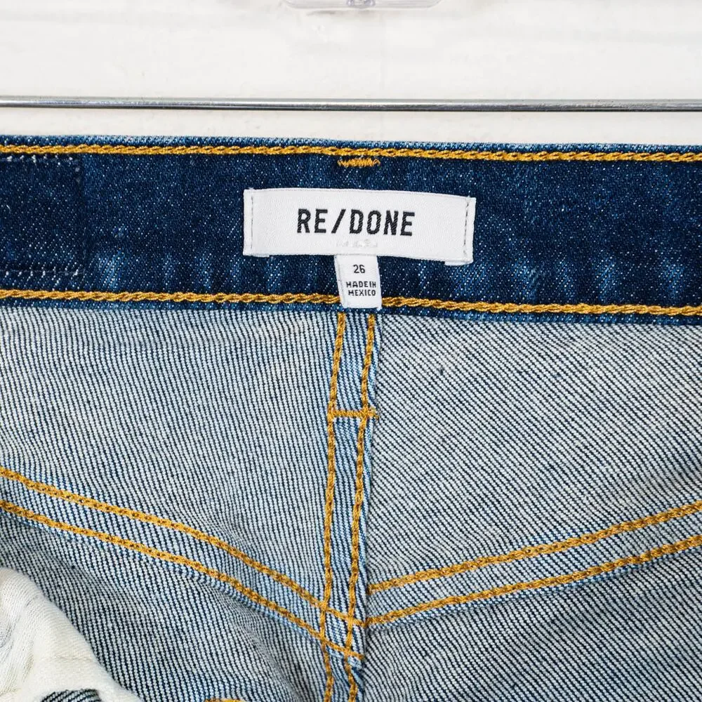 RE/DONE 70s Ultra High Rise Wide Leg Denim Jeans blue wash size 26